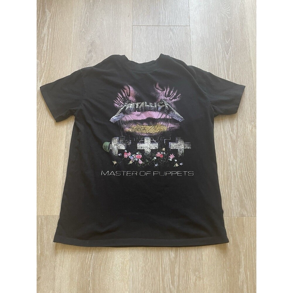 Metallica Master of Puppets Graphic Tee Cotton On Embroidered Flower Black XXS